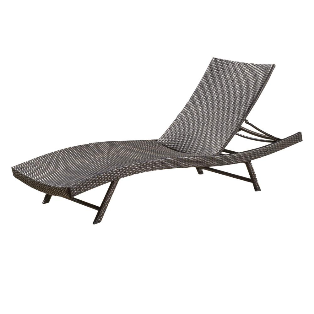 Noble House Kauai MultiBrown 1Piece Wicker Outdoor Chaise Lounge