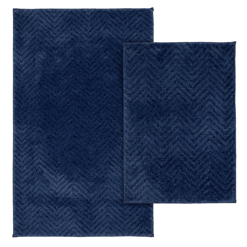 Garland Rug Palazzo Indigo 2Piece Washable Bathroom Rug Set