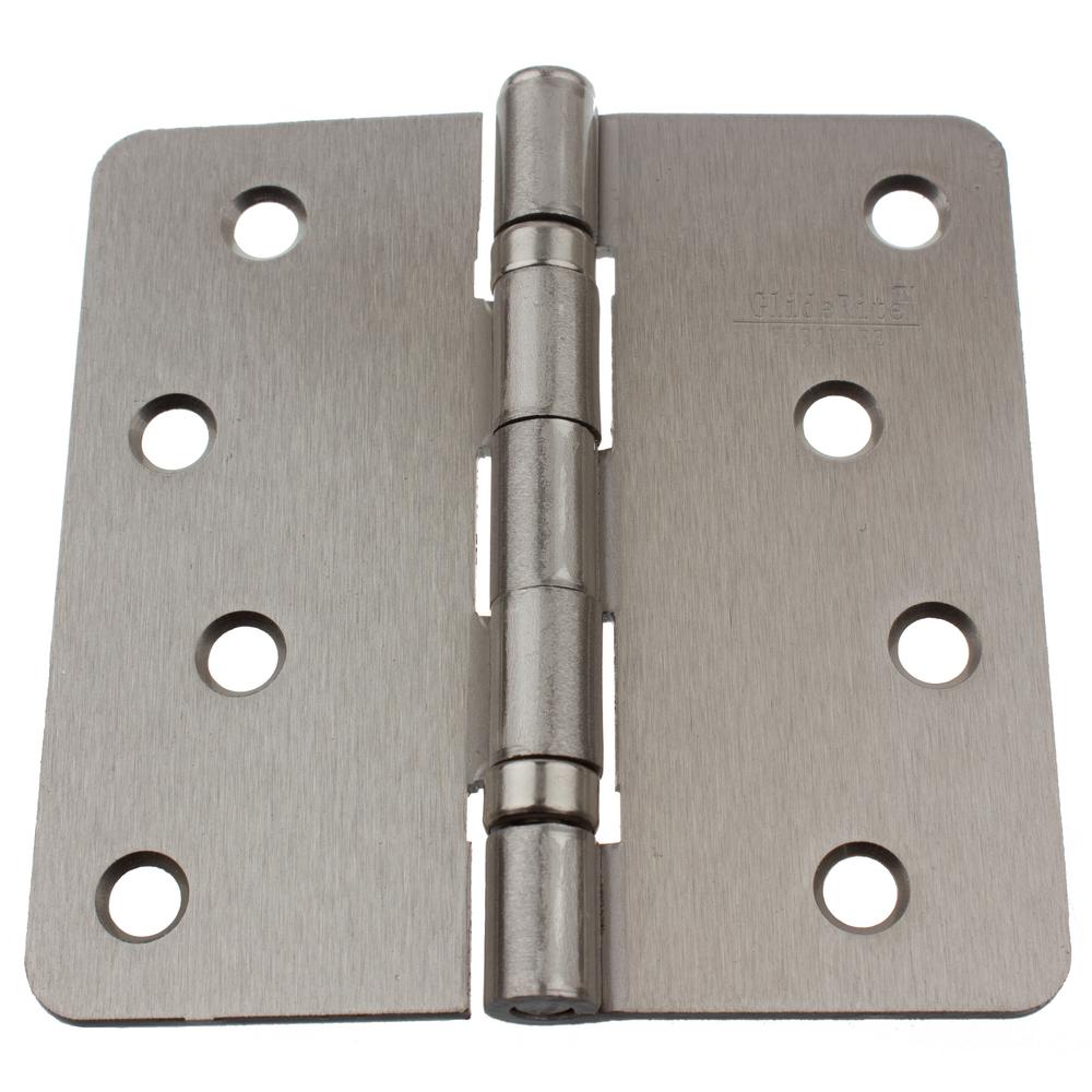 GlideRite 4 inch Satin Nickel Steel Ball-Bearing Door Hinge 1/4 inch Corner... by GlideRite