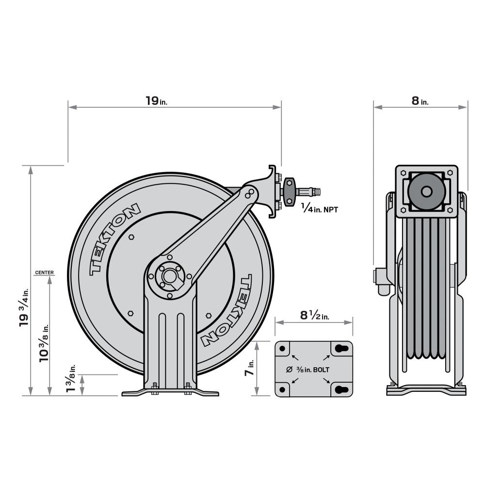 Tekton 50 Ft X 3 8 In I D Dual Arm Auto Rewind Air Hose Reel The Home Depot