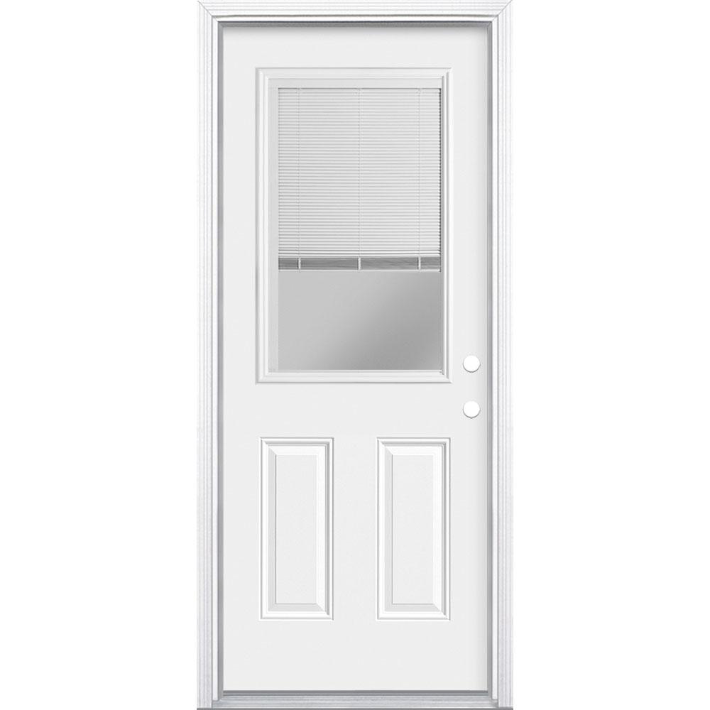 Masonite 32 In X 80 In Premium Clear 1 2 Lite Mini Blind Left