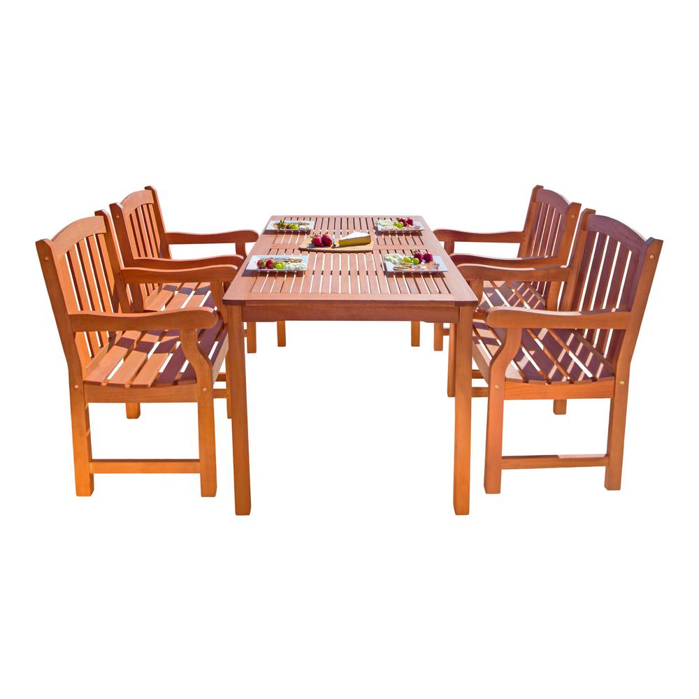 Vifah Malibu 5 Piece Wood Rectangle Outdoor Dining Set V98set27 Vifah Malibu 5 Piece Wood Rectangle Outdoor Dining Set