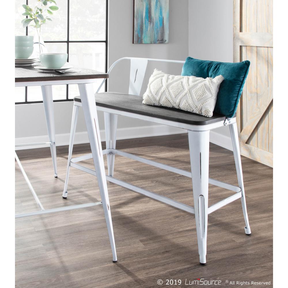 Lumisource Oregon 26 In Counter Height Bench In Vintage White Metal And Espresso Wood Bc26 Or Vwe The Home Depot