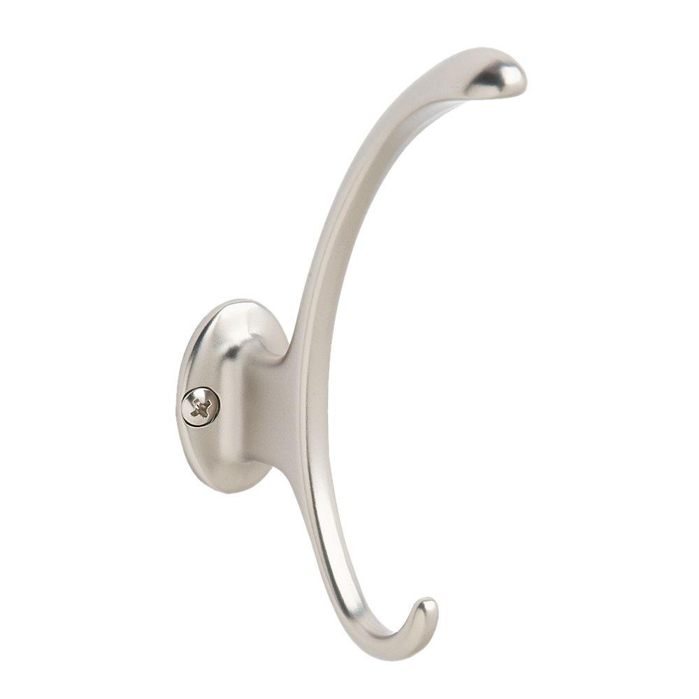 Amerock 25 lb. Brushed Nickel Large Double Coat and Hat HookH55451S