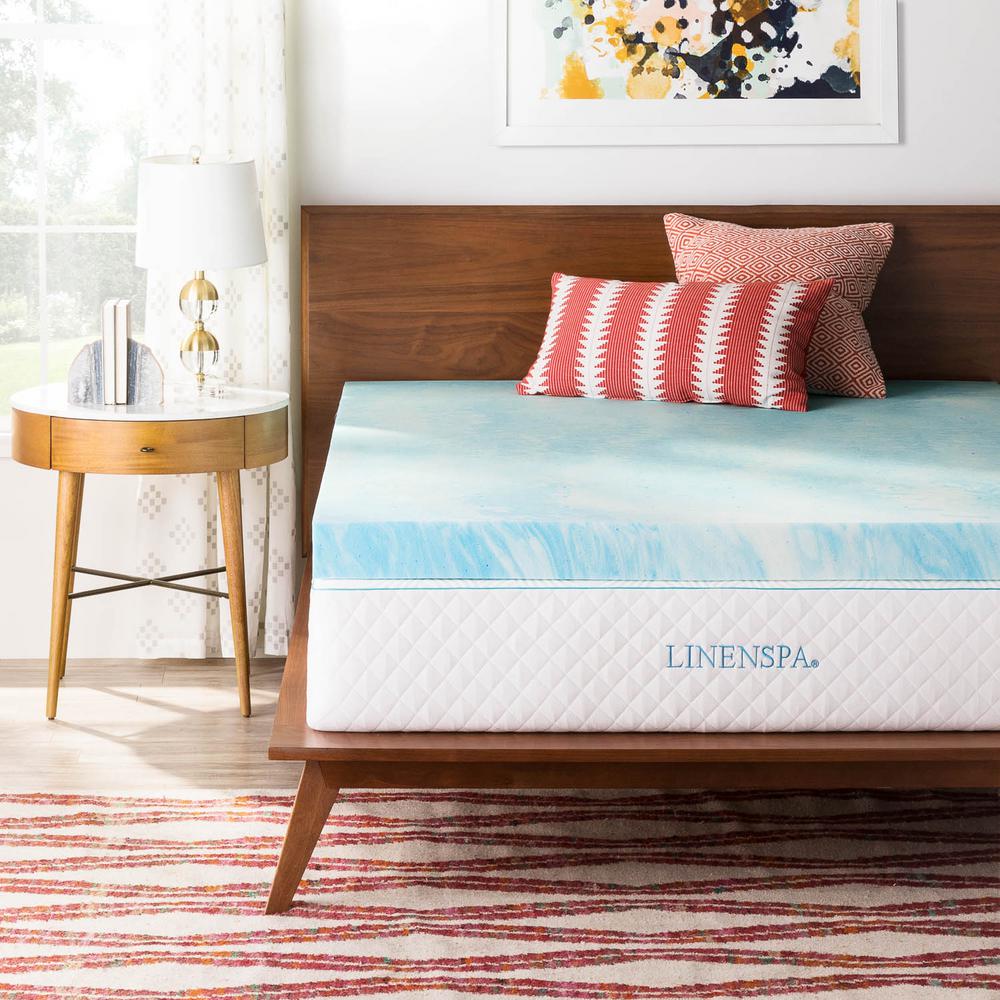 Linenspa 4 in. King Gel Swirl Memory Foam Topper HDLS40KK30SWGT The