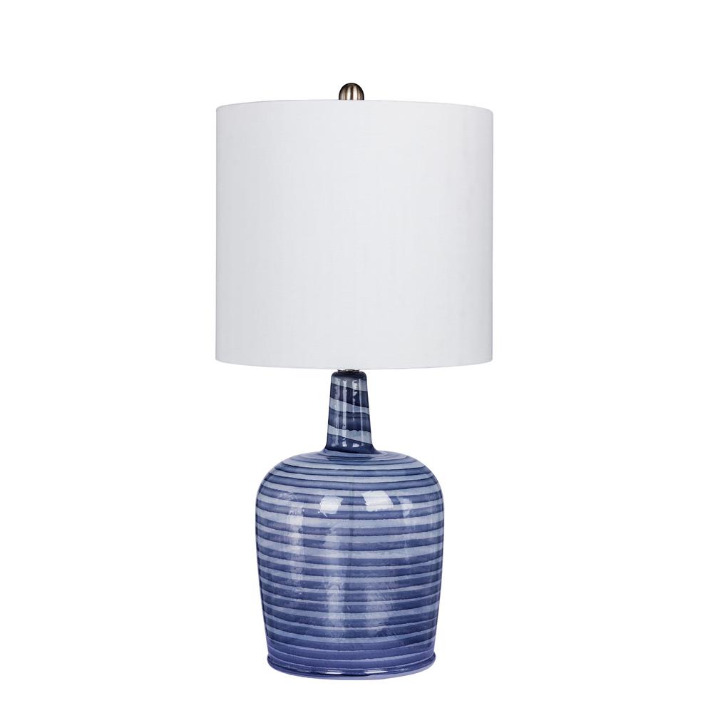 Fangio Lighting 27 In Bedrock Striped Jug Glass Table Lamp A Fangio Lighting 27 In Bedrock Striped Jug Glass Table Lamp A Gray And White
