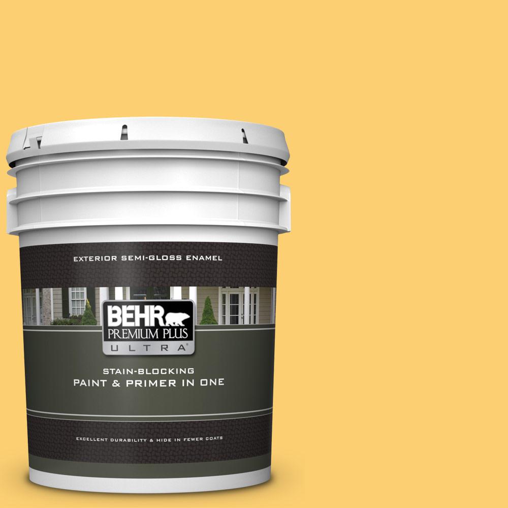 BEHR Premium Plus Ultra 5 gal. 320B6 Mellow Yellow Semi