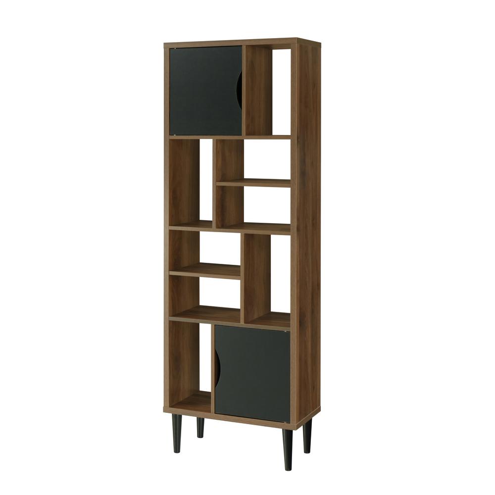 Os Home And Office Furniture Mid Century Modern Danish Walnut Accent Storage Cabinet With 2 Doors 41302 The Home Depot