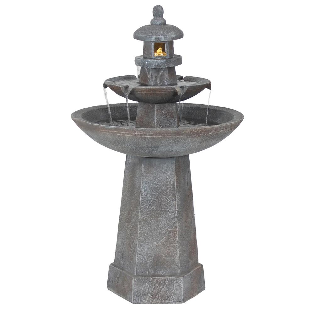 Sunnydaze Decor 40 In Layered Slate Pyramid Outdoor Cascading