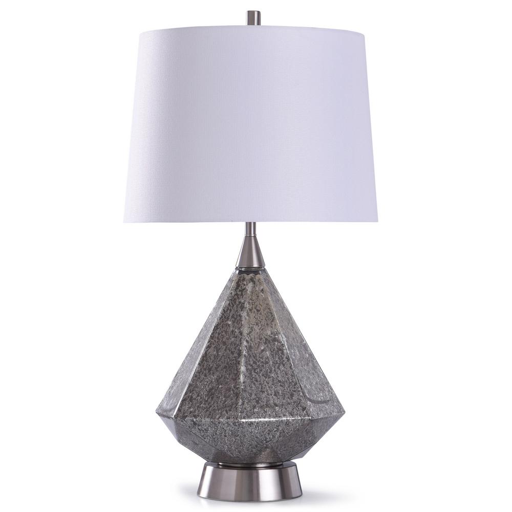 grey and silver table lamps