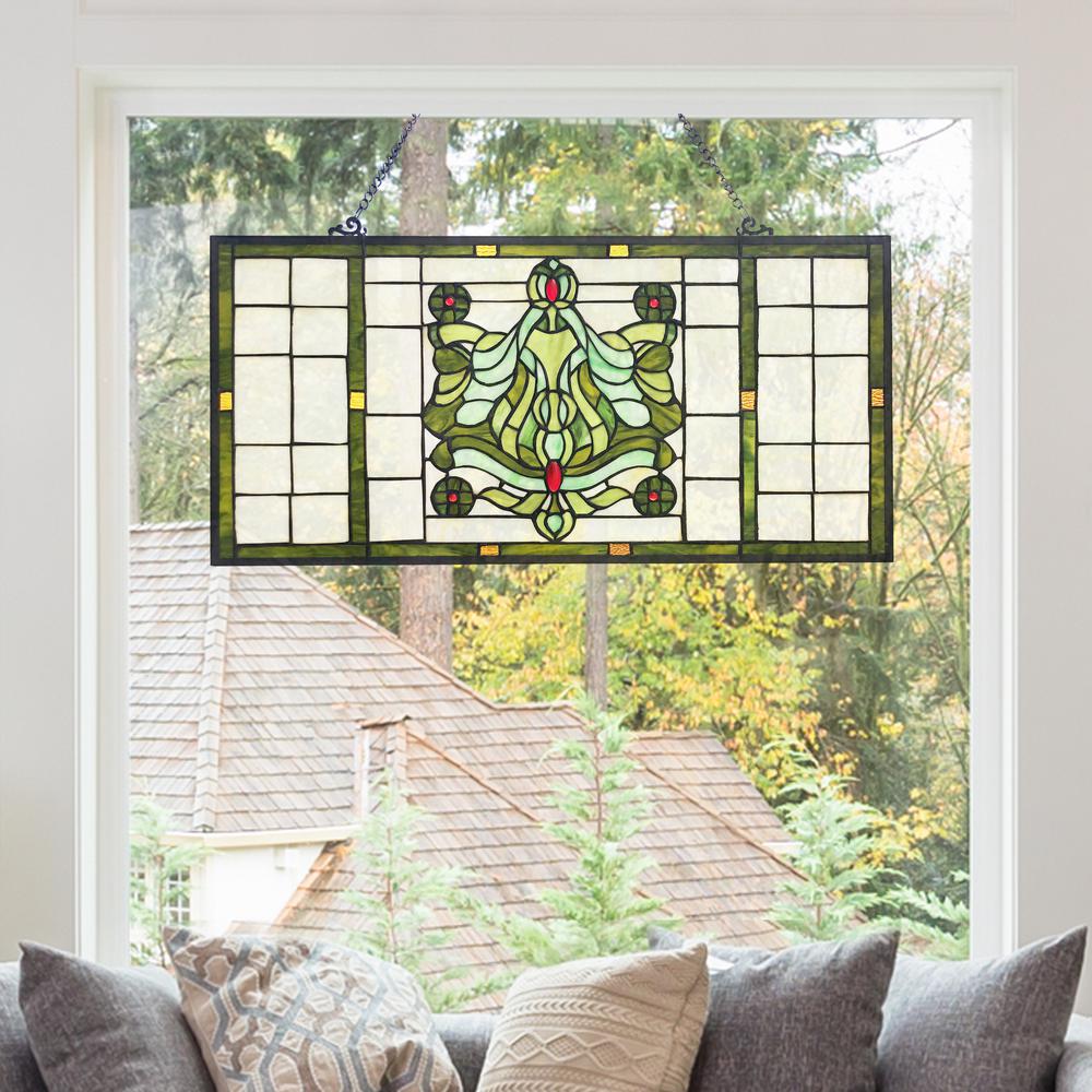 River Of Goods Green Victorian Stained Glass Window Panel 20185 The Home Depot River Of Goods Green Victorian Stained, Victorian Stained Glass Window Panels