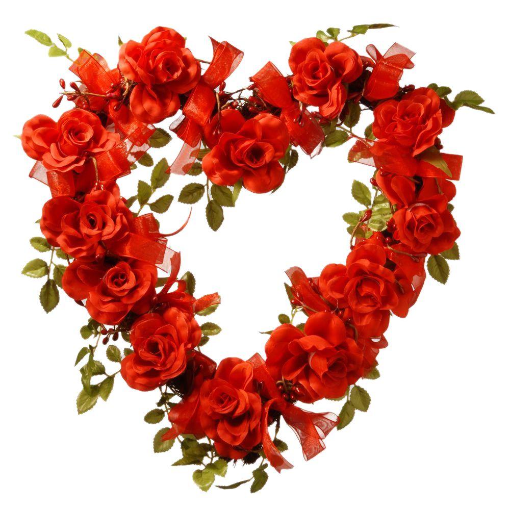 National Tree Company 16 In Valentine Heart Rose Decor Rav Valentine Heart Rose Decor