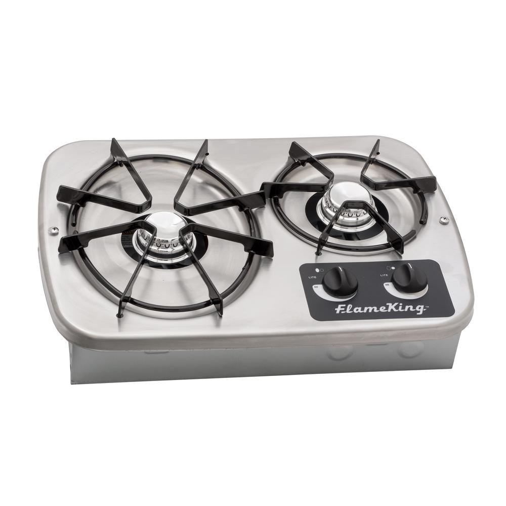 Flame King 2 Burner Drop In Rv Cooktop Stove Includes Cover