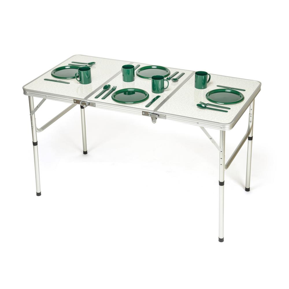 Trademark Innovations 48 In Silver Wood Adjustable Height Folding Table
