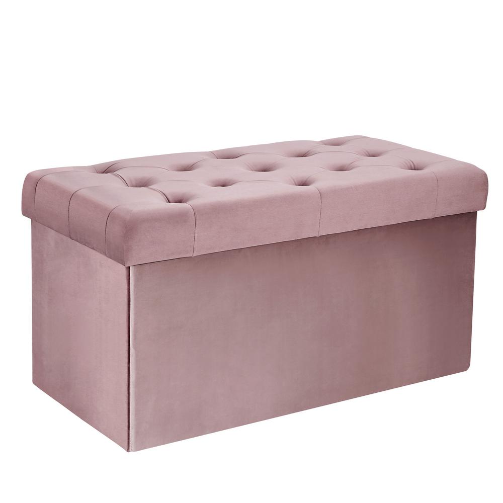 Poly and Bark Lauren Rose Velvet Rectangular Storage OttomanHD361RSE