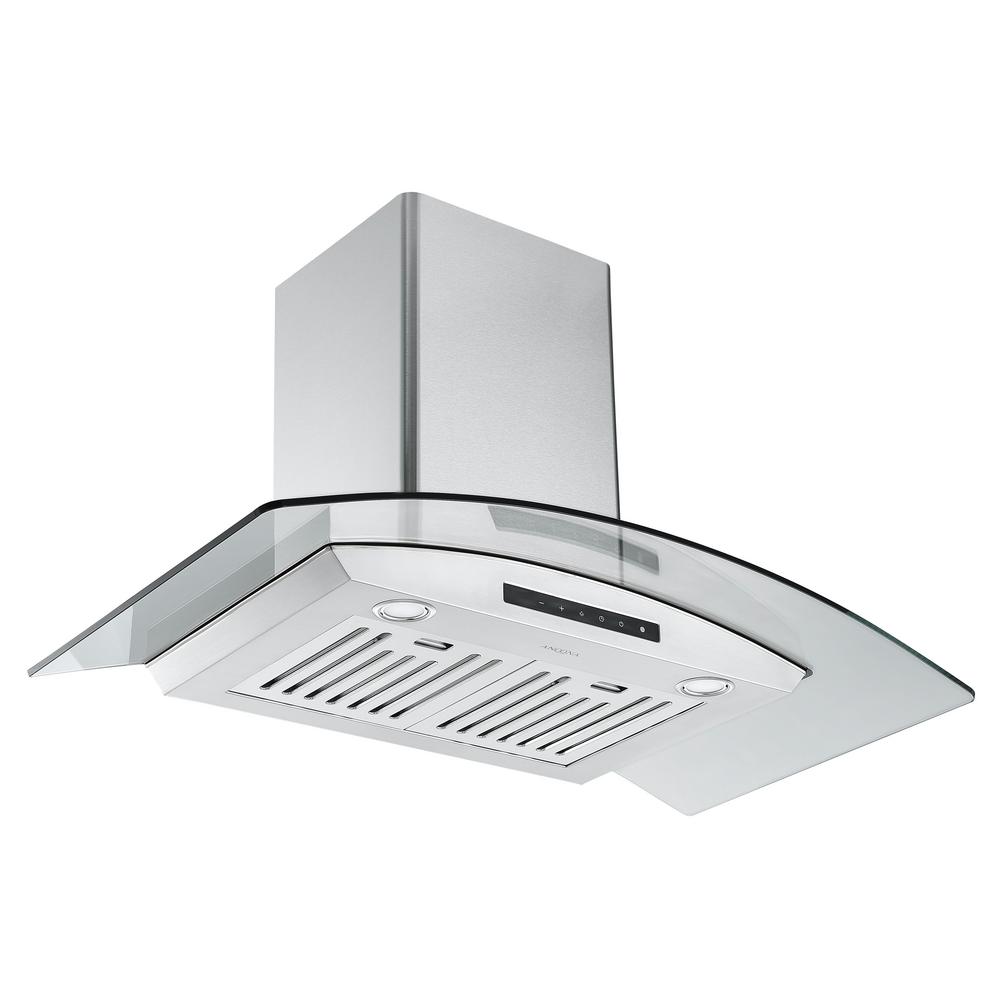 Ancona Gcl636 36 In Convertible Wall Mounted Range Hood In Stainless Steel With Night Light Feature