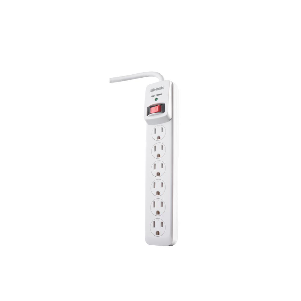 Woods 6Outlet Surge Strip with 3 ft. Cord41497 The Home Depot