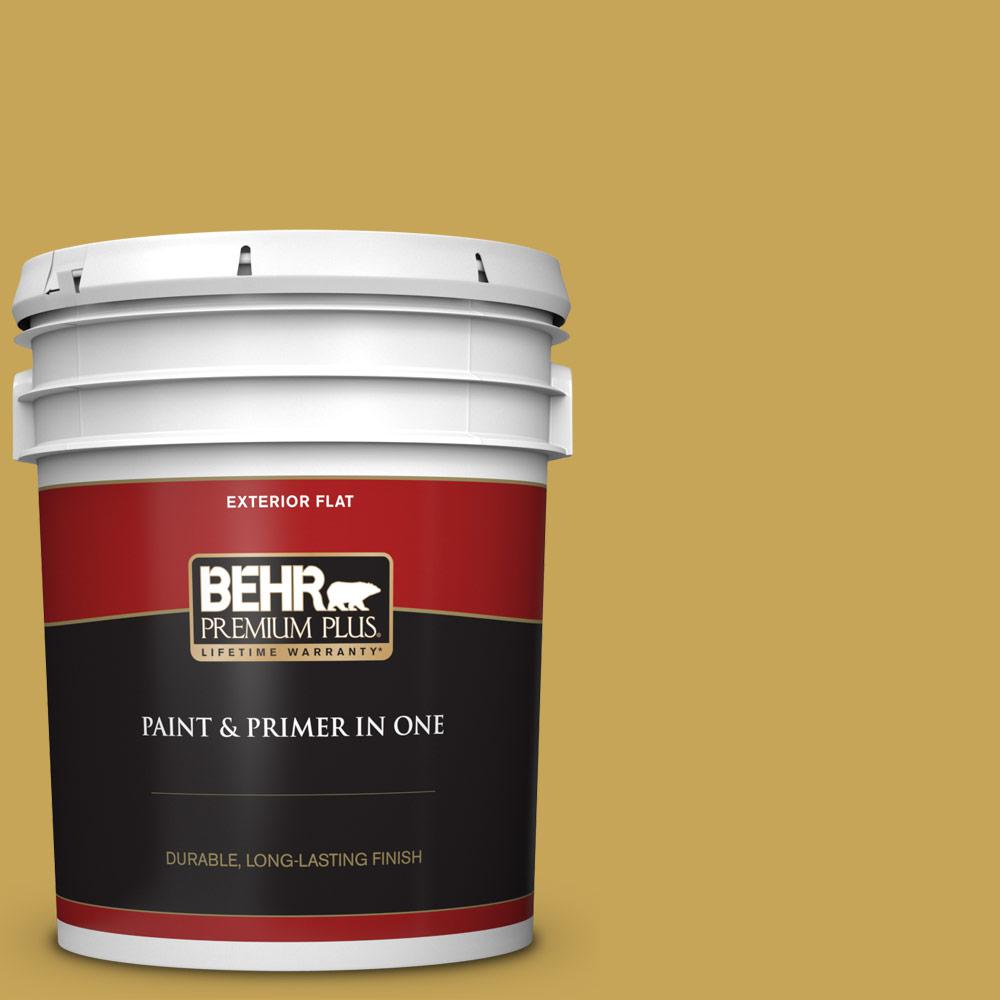 BEHR Premium Plus 5 gal. PPU618 Lemongrass Flat Exterior Paint and