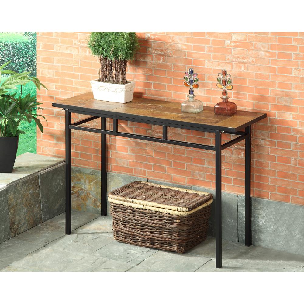 4D Concepts Black Metal And Slate Console Table 601636 The Home Depot   Black Metal Slate 4d Concepts Console Tables 601636 64 1000 