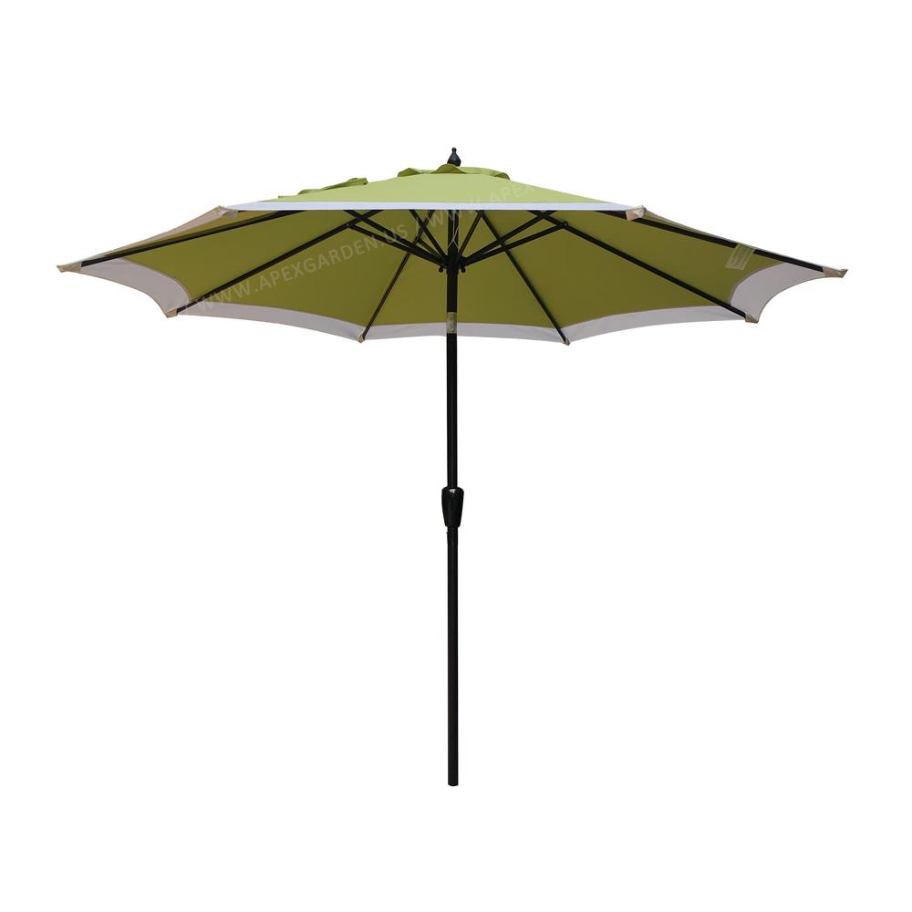 Apex Garden 9 Ft 8 Ribs Steel Market Crank Tilt Patio Umbrella In