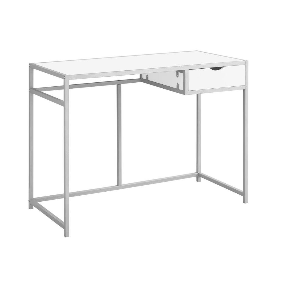 Homeroots Jasmine 1 Piece White And Silver Computer Desk 333418