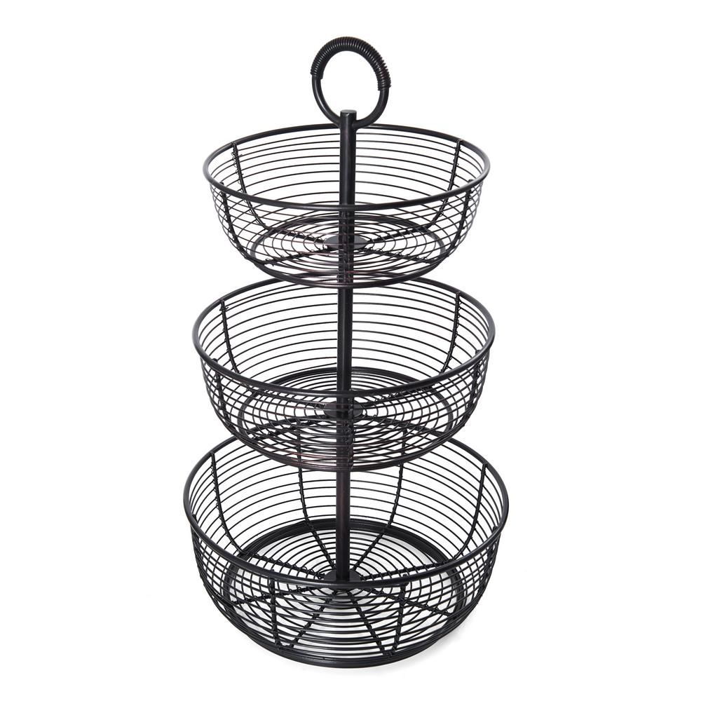Fruit Baskets Countertop Storage The Home Depot 3 Tier Round Wrap Basket
