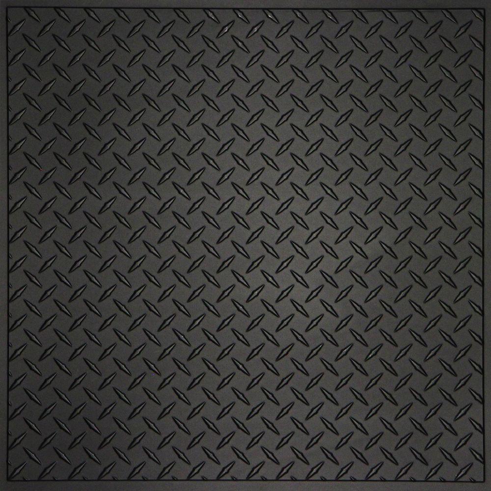 Diamond Plate Black 2 Ft X 2 Ft Lay In Or Glue Up Ceiling Panel Case Of 6