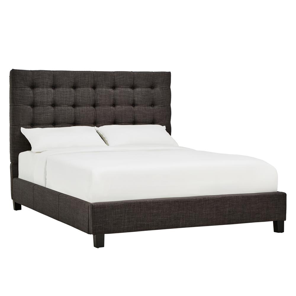 HomeSullivan Cadley Dark Grey Button Tufted Queen Platform Bed 40E359BQ ...