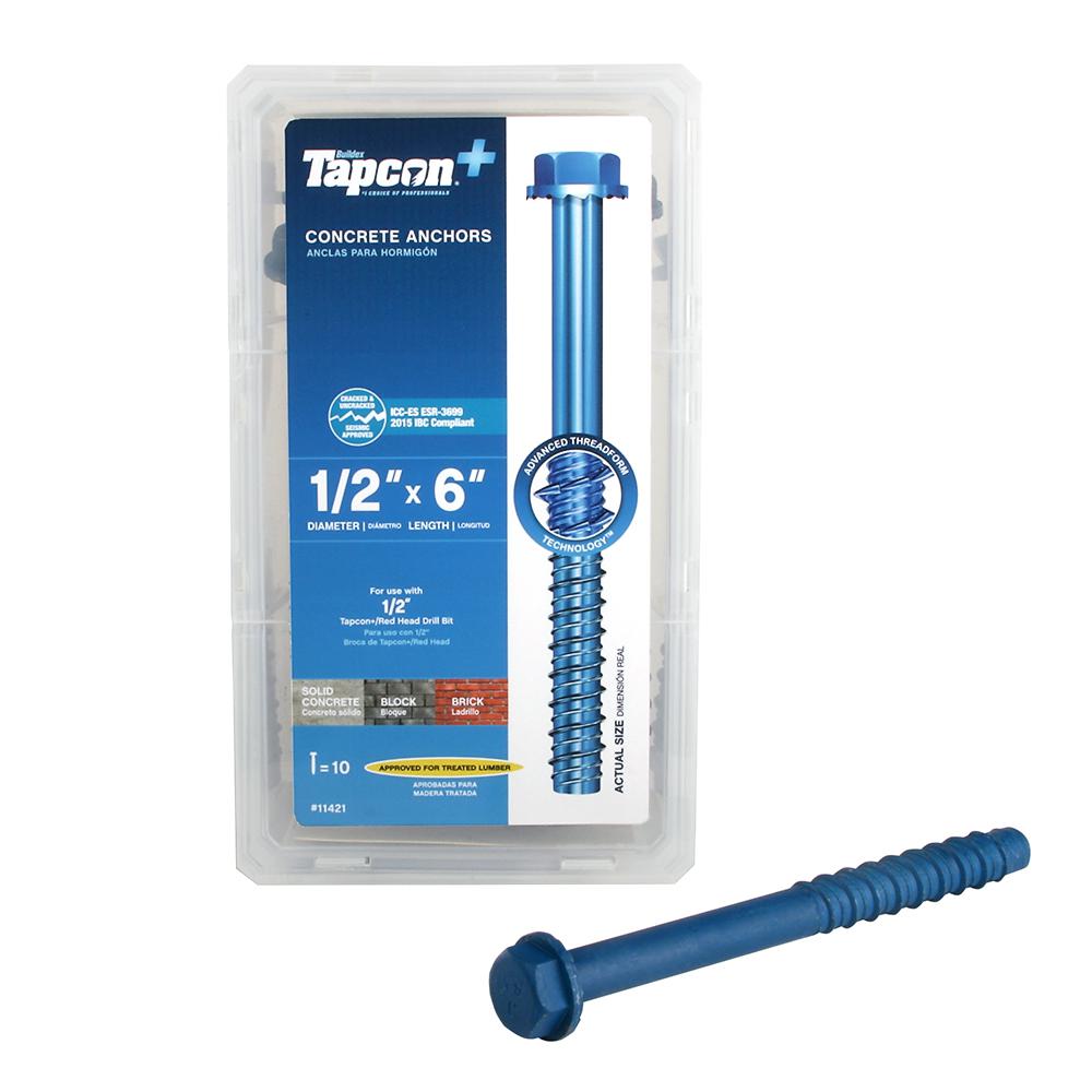 Tapcon 1/2 in. x 6 in. Steel HexWasherHead Indoor/Outdoor Concrete