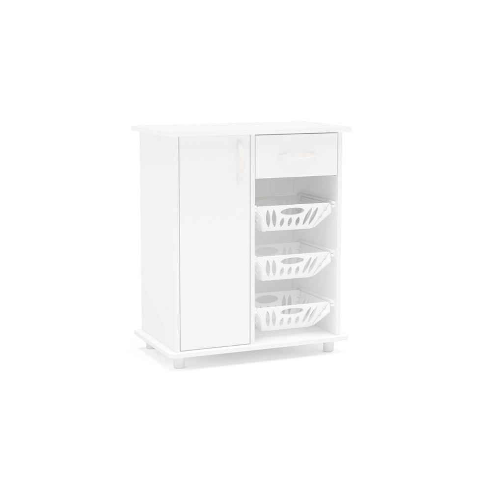 Morris White Compact Cabinet With 3 Baskets 33430002 The Home Depot