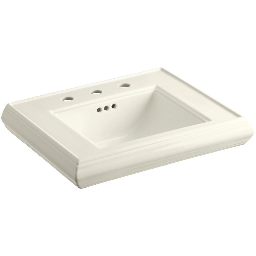 kohler memoirs 24 in ceramic pedestal sink basin in biscuit withceramic pedestal sink basin in biscuit with overflow drain