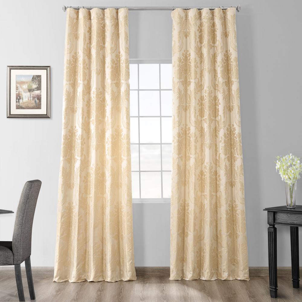 Exclusive Fabrics Furnishings Magdelena Champagne Faux Silk Jacquard Curtain Panel 50 In W X 108 L Jqch 20202010 The Home Depot Exclusive Fabrics Furnishings