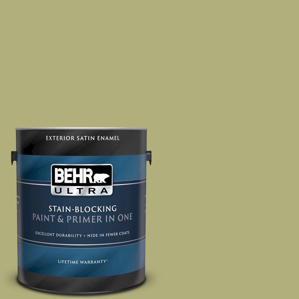 BEHR ULTRA 1 gal. M3405 Fresh Artichoke Satin Enamel Exterior Paint