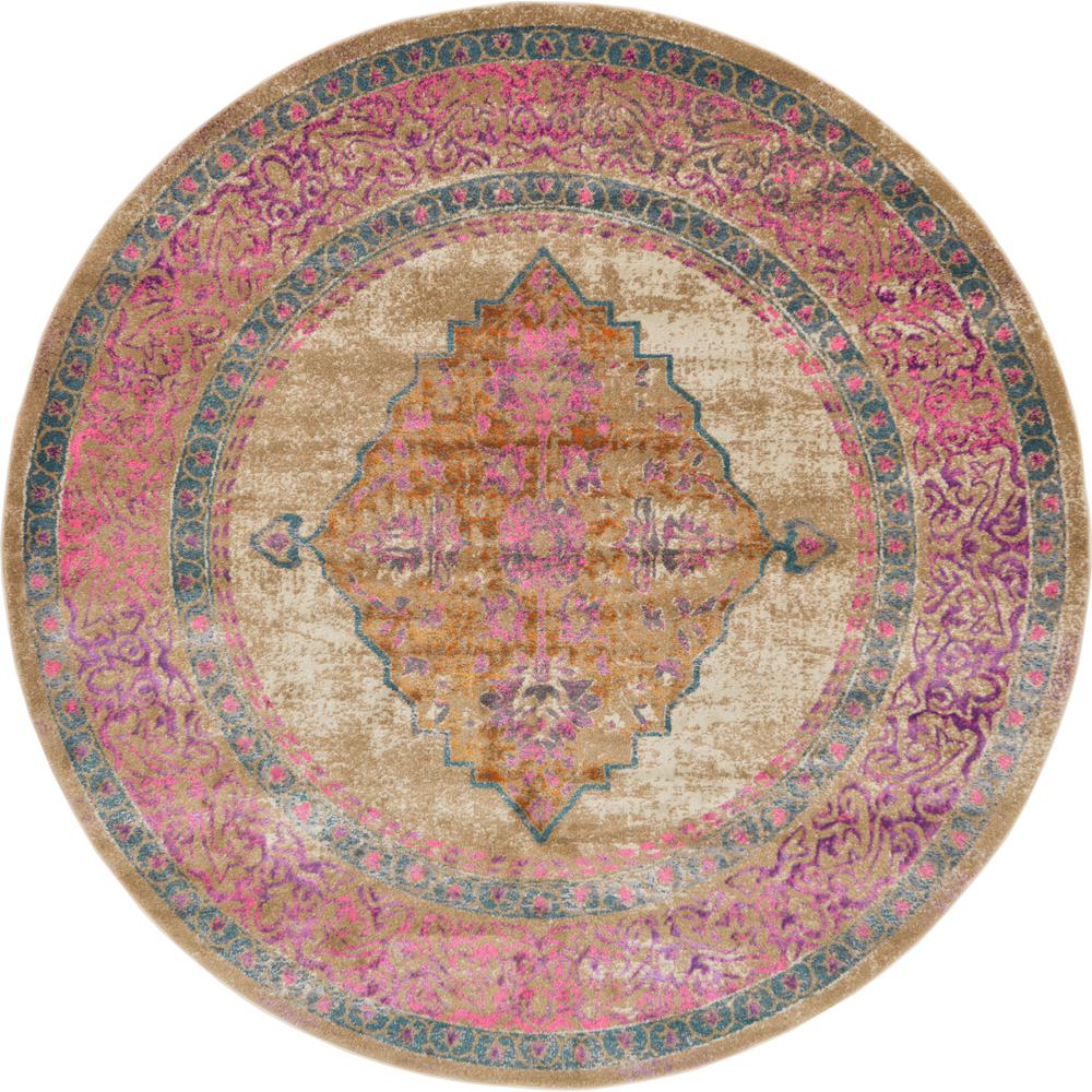 Unique Loom Stockholm Beige 8 ft. x 8 ft. Round Rug3127473 The Home