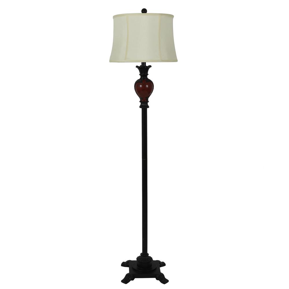 Decor Therapy Louise 16 In Bronze Traditional Carved Floor Lamp With Shade