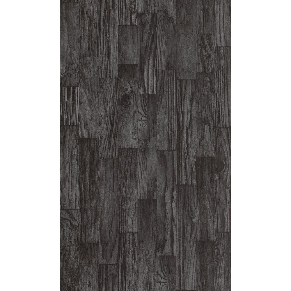 Washington Wallcoverings Black Faux Wood Slats Wallpaper-446647 - The