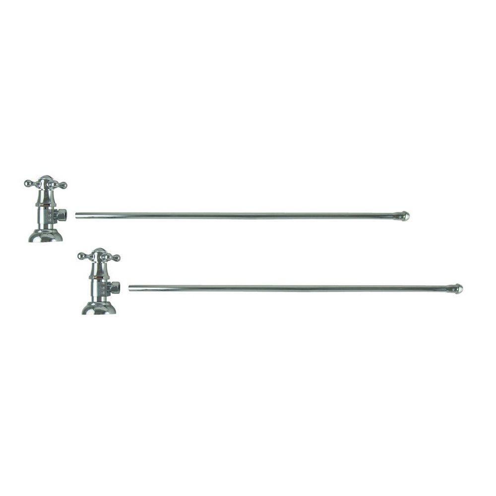 3/8 in. O.D x 20 in. Brass Rigid Lavatory Supply Lines with Cross