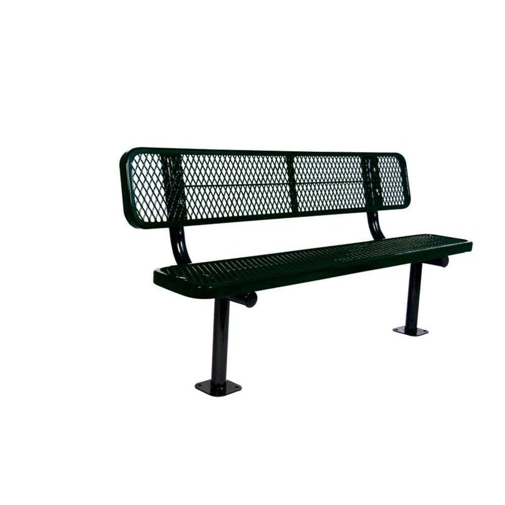 Ultra Play 6 Ft Diamond Black Commercial Park Bench With Back
