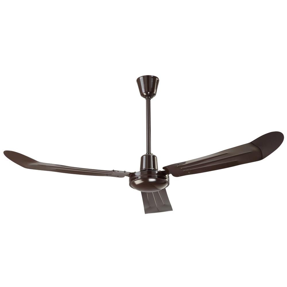 Industrial 56 In Indoor Loose Wire Brown Ceiling Fan With 3 Metal Blades And 16 In Downrod