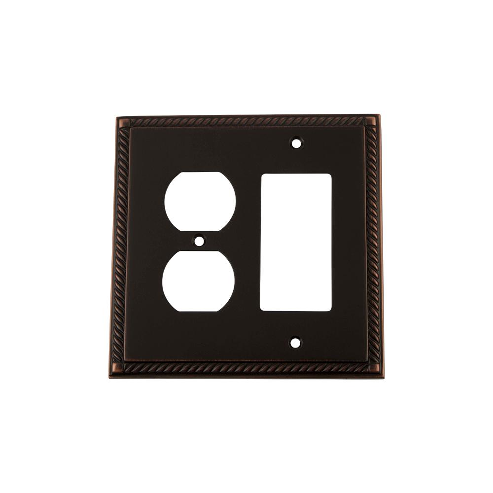 1 Decorator Rocker Duplex Combination Wall Plates Rope Switch Plate With Rocker And Outlet In Timeless Bronze