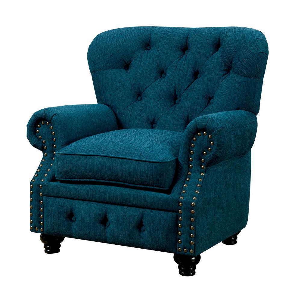 Stanford Dark Teal Traditional Style Living Room Chair - Teal Living Room Chairs Stanford Dark Teal Traditional Style Living Room Chair - Teal Living Room Chairs