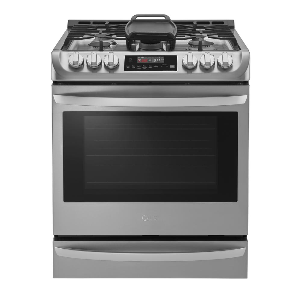 LG Electronics 30 in. Smart Slide-in Gas Cooktop in Stainless Steel with 5 Burners, ProBake Convection and Wi-Fi enabled, Silver was $2499.0 now $1598.0 (36.0% off)