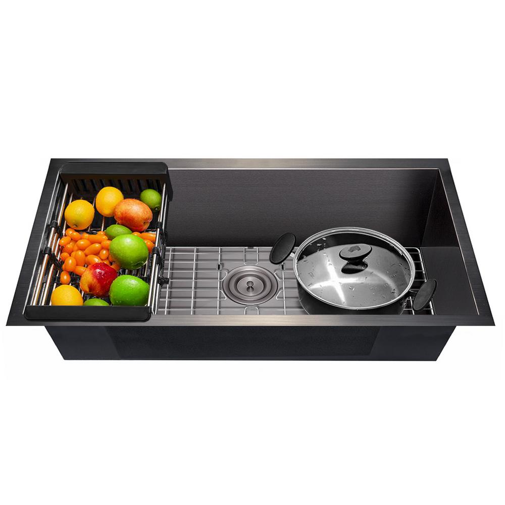 AKDY Matte Black Finished Stainless Steel 33 in. x 22 in. Single Bowl