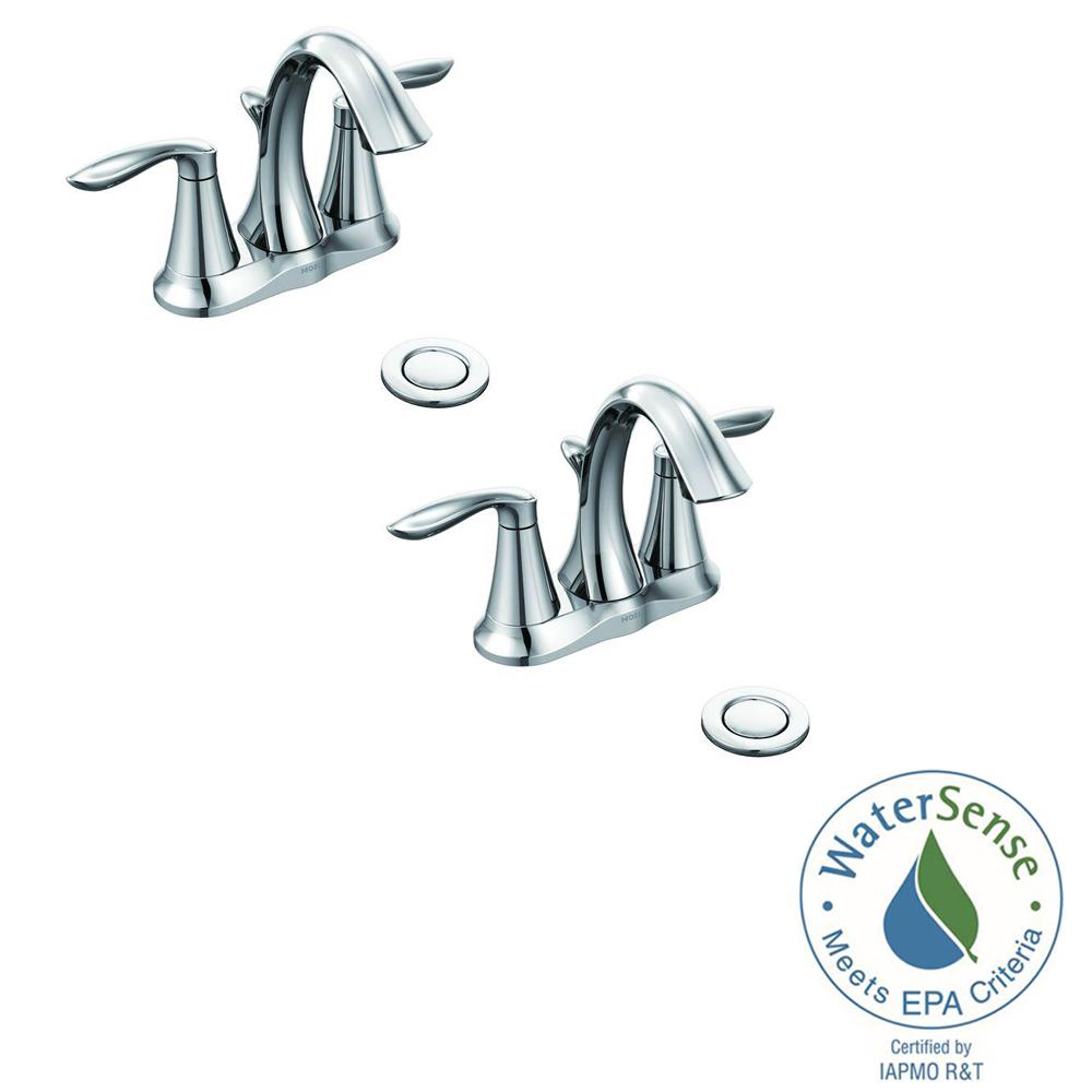 MOEN Eva 4 in. Centerset 2Handle HighArc Bathroom Faucet in Chrome (2