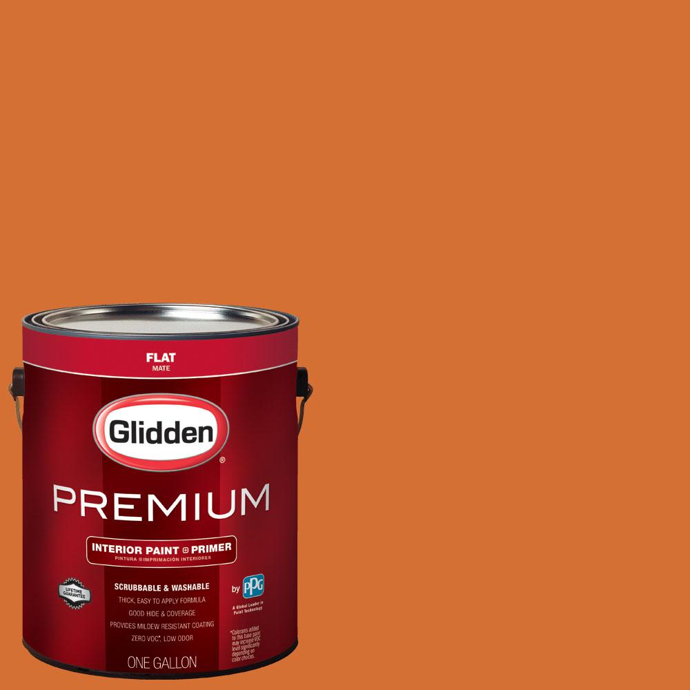 Glidden Premium 1 gal. BB044G Houston Astros Light Orange Flat Interior Paint with Primer