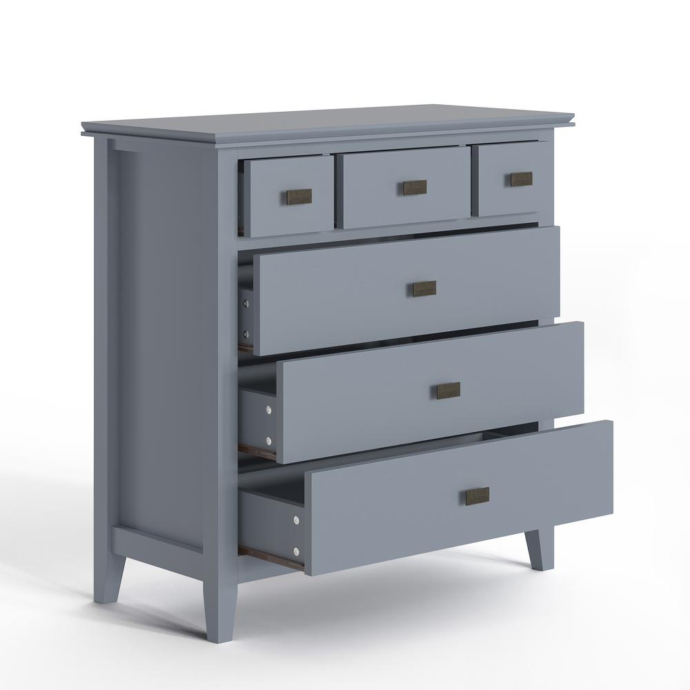 Simpli Home Artisan 6 Drawers Storm Grey Solid Wood 36 In Wide