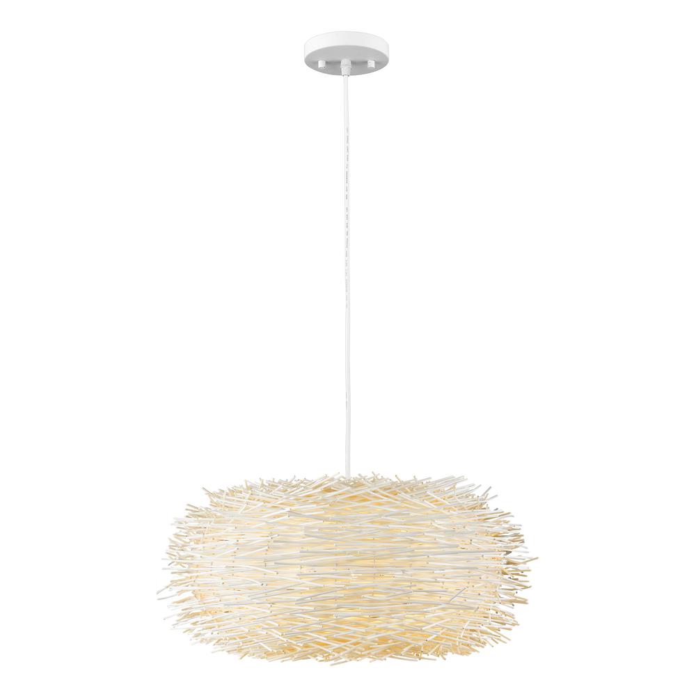 Filament Design Tian 6 Light White Pendant With White Willow Shade