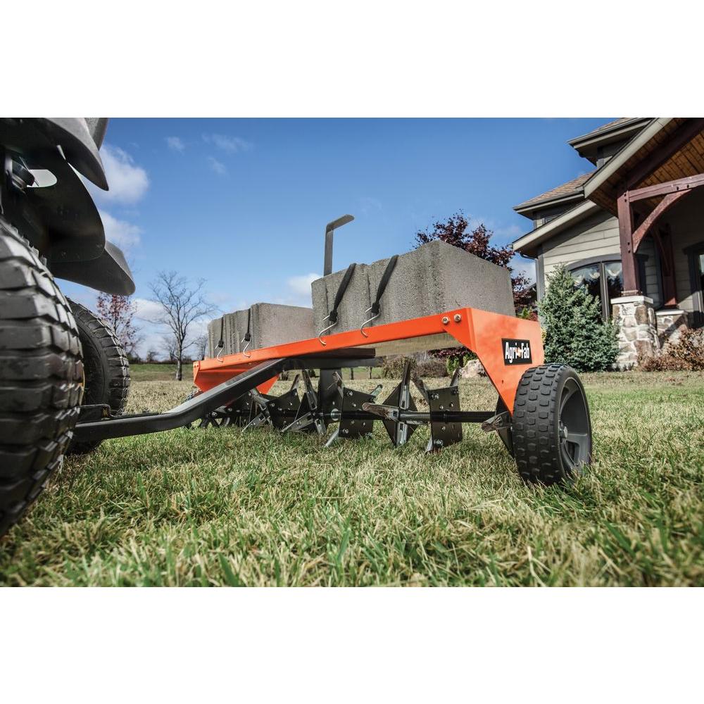 Tow Plug Aerator 48 in. Universal Hitch Design Weight Tray Outdoor