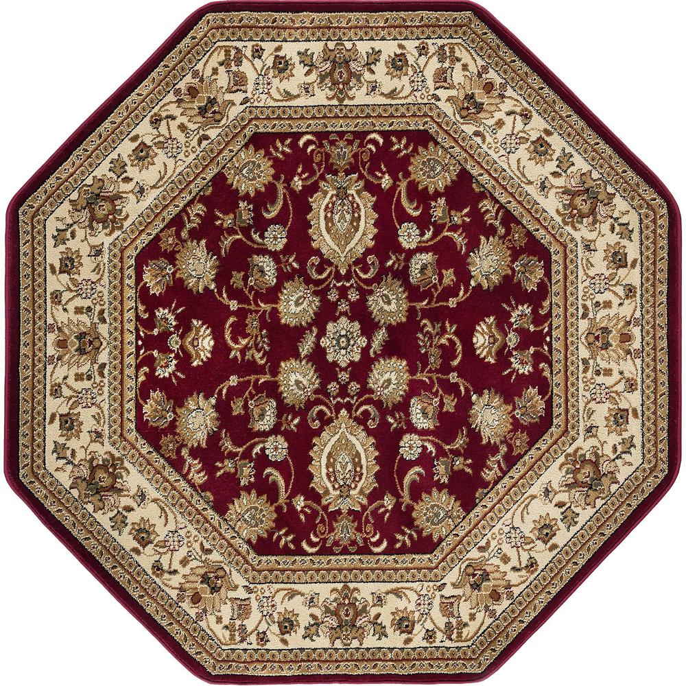 Tayse Rugs Sensation Red 8 ft. Traditional Octagon Area RugSNS4720