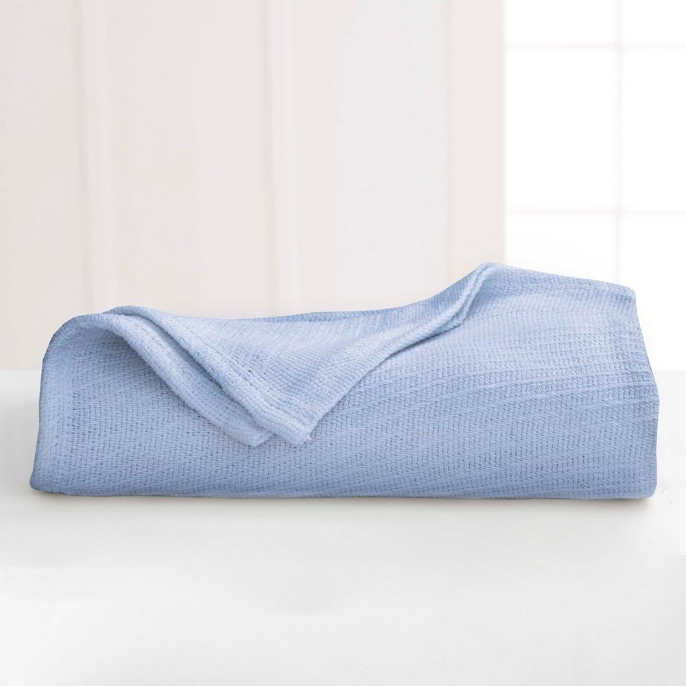 Vellux Cotton Blue Cotton King Blanket 026705002156 - The ...